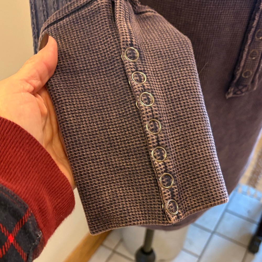 Oli & Hali Bluish-Purple Waffle Textured Henley - Picture 5 of 16